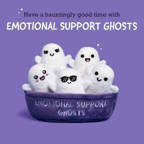 Emotional Support Ghosts by , Cuddly Plush Collectibles and Cute Stuffed Animals, Spooky Halloween Ghost Plushies and Fun Trick or Treat Toys
