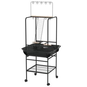 Bird Stand with Wheels, Perches, Stainless Steel Feed Bowls, Pull-Out Tray for Indoor Outdoor Small Parrot, Dark Gray (Option: Gray-825x480x160 mm)